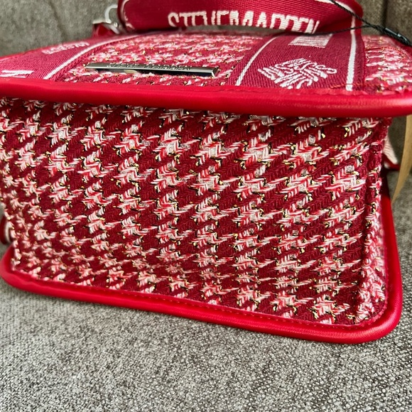 Steve Madden BWebber tweed satchel Crimson red with crossbody tote bag NWT - Picture 7 of 9